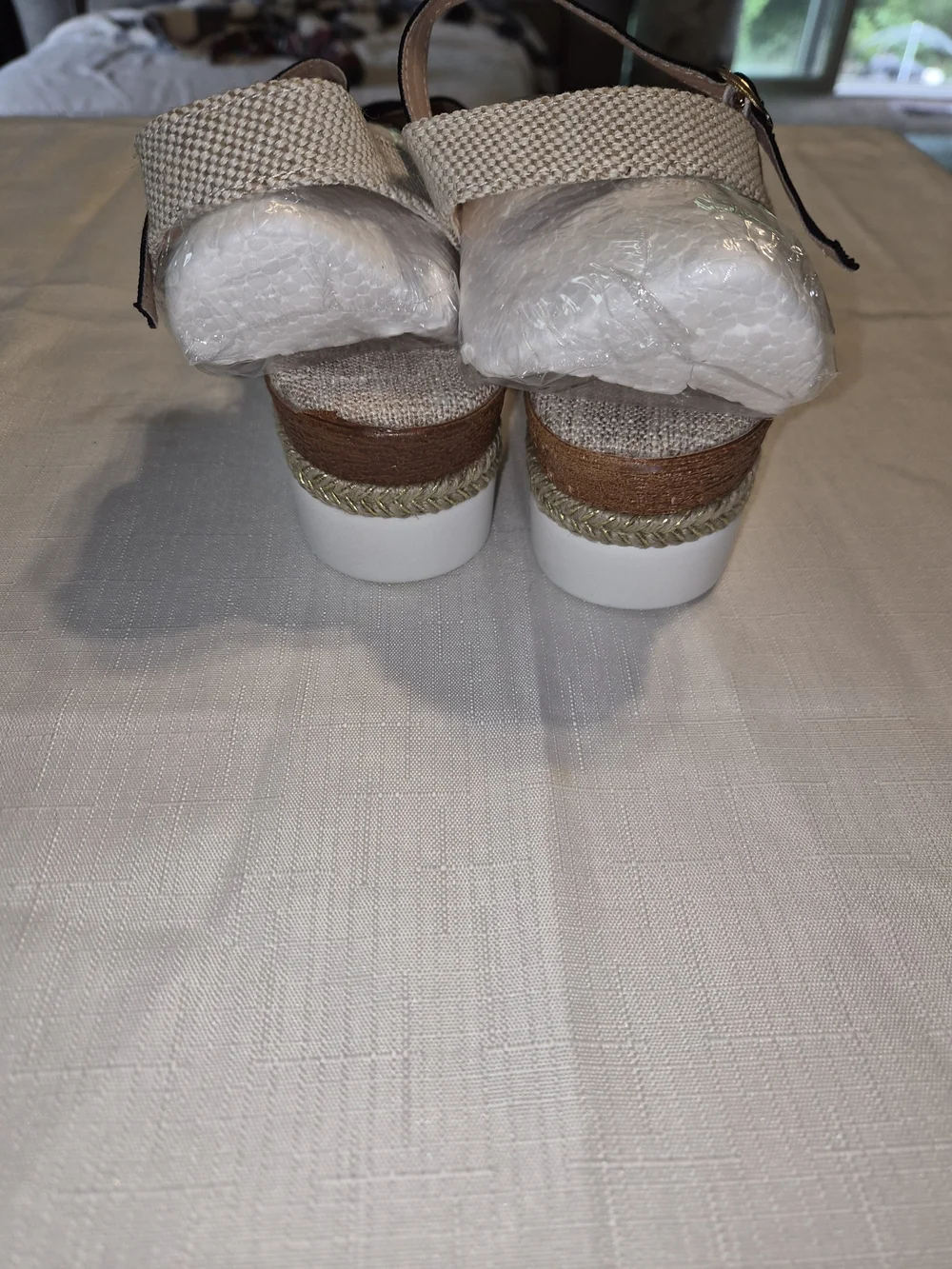 Canvas Black Espadrille Wedge Sandals with Ankle Strap